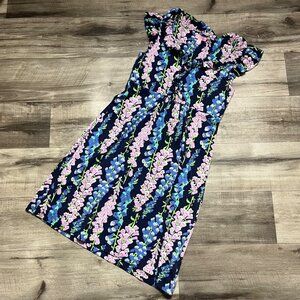 Lilly Pulitzer Sleeveless Midi Front Ruffle Dress Floral Multi Women’s Size S